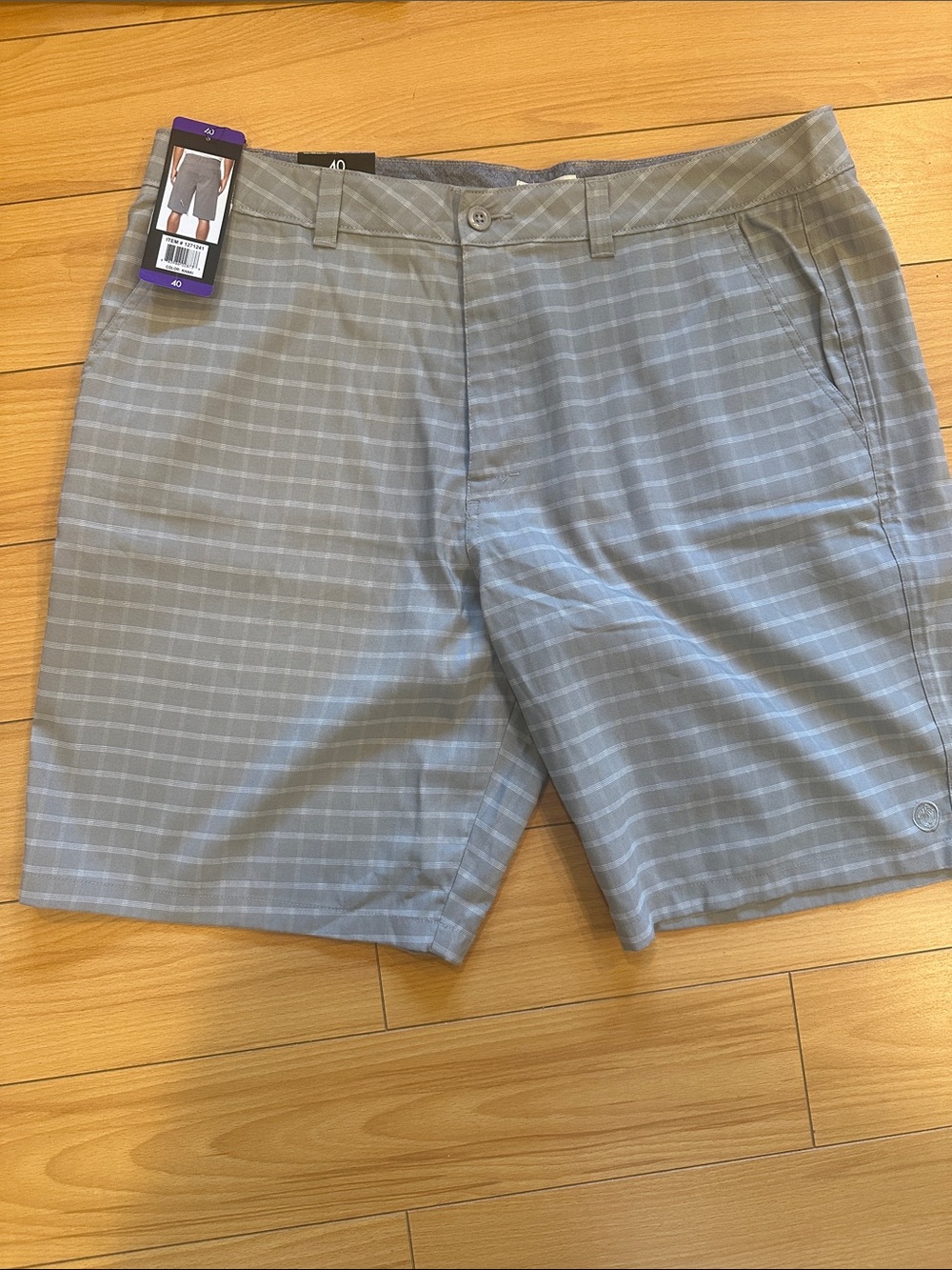 NWT Hang Ten Stretch Walkshorts Khaki Plaid Sz 40